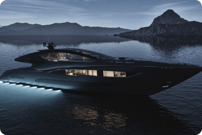 Modern luxury yachts on the open sea